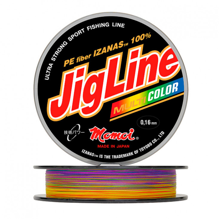 Шнур плетеный JigLine Multicolor, разноцветный (0,08 мм, 5,6 кг, 100 м, (5 цветов по 10 м))