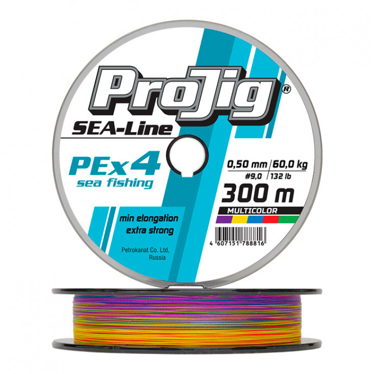 Шнур плетеный ProJig SEA-Line 300 м, разноцветный (0,40 мм, 45 кг)